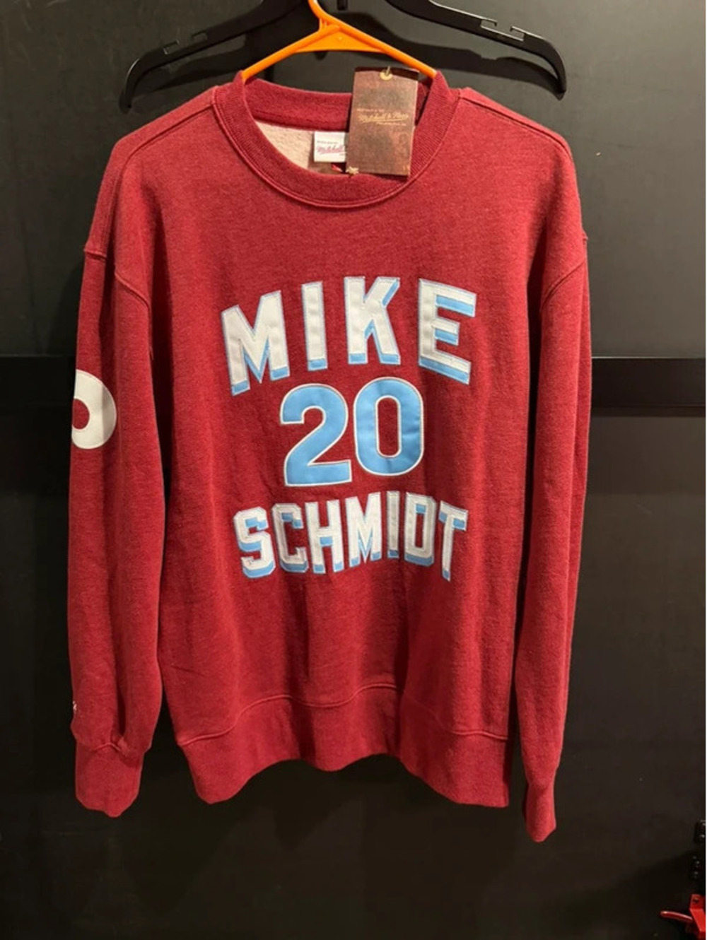 Mike Schmidt Philadelphia Phillies 20 Red Graphic Crewneck Sweater